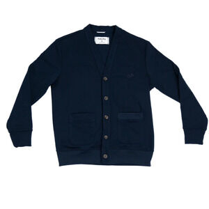 NWT PUBLIC DRIP NAVY FRENCH TERRY BUTTON UP "P" CARDIGAN; SIZE S
